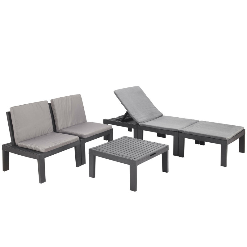 Huxon 2 - Person Patio Dining Set with Square Table , Cushions Included, Antracite