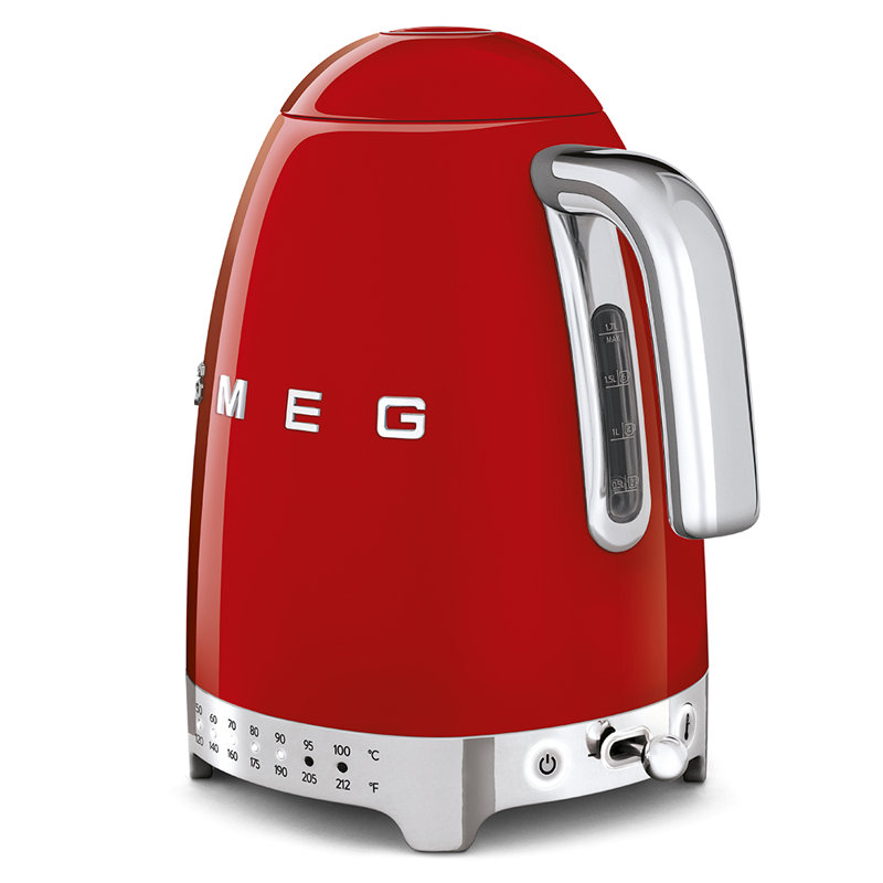 SMEG 50's Retro Style Aesthetic 7 Cup Variable Temp Kettle, Red