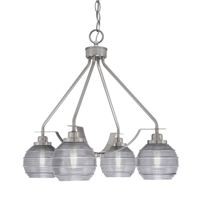 Odyssey Downlight 4 Light Chandelier Shown With 6", Smoke, Brushed Nickel