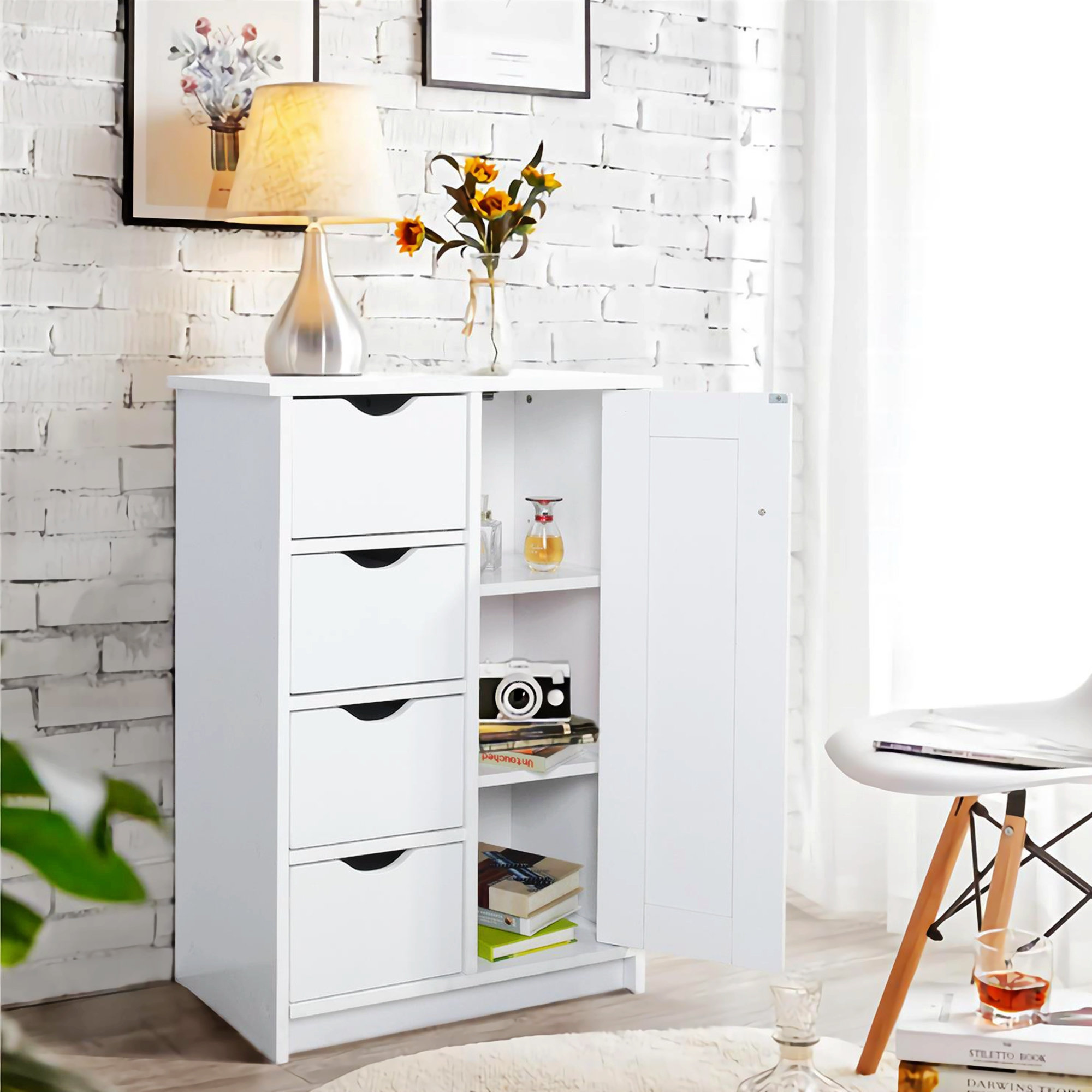 Latitude Run® Camiesha Solid Wood 1 - Door Accent Cabinet | Wayfair
