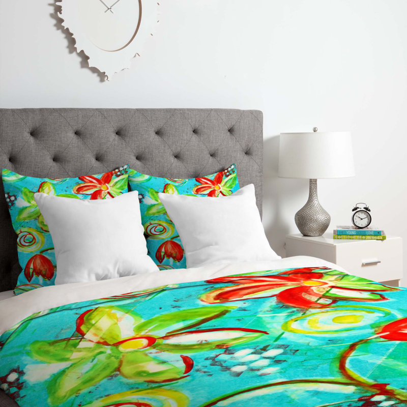 Laura Trevey Polyester Floral Duvet Cover, King Duvet Cover + 2 King Shams