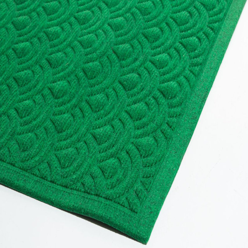 Tapis de porte intérieur/extérieur géométrique vert en polypropylène 45,7 cm x 76,2 cm