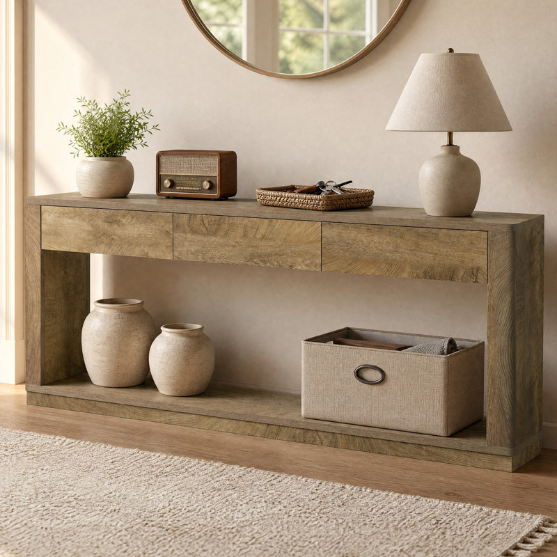 70.9'' Console Table with 3-Drawer Storage, Long Sofa Table