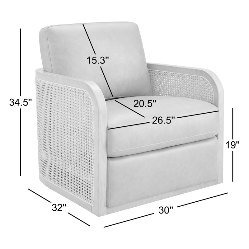 Fauteuil demi-tonneau rotatif Juliette, Cuir végétalien gris galet