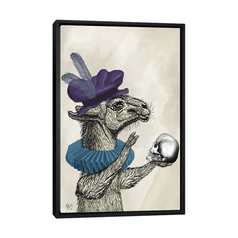 «Drama Llama» par Fab Funky - impression d'art graphique, Aucun mat, Toile avec cadre noir, H 26 po x l 18 po x 1,5 po