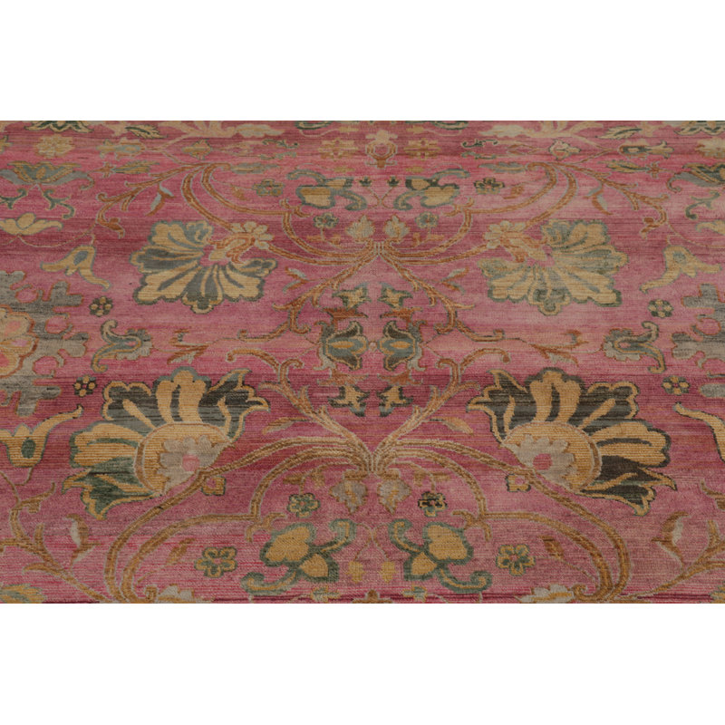 Rug & Kilim’S Modern Classics Rug In Soft Pink And Green Floral All-Over Pattern