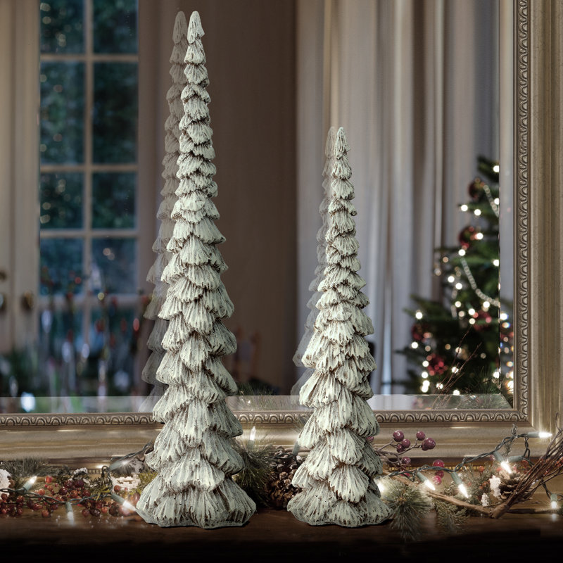 Arbre forêt d'hiver en résine 18,5 po, Blanc
