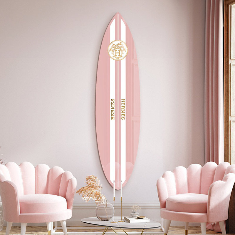 French Surfboard Blush Acrylicby Oliver Gal