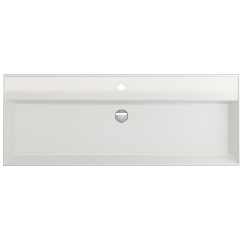Milano 47.4'' L Bathroom Sink, White, Single-Hole