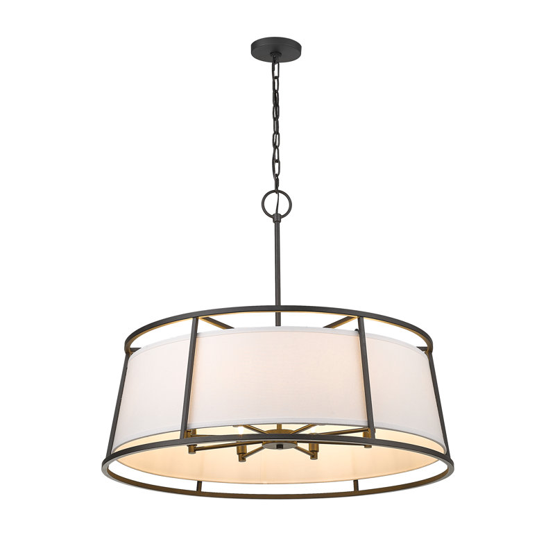 Luminaire suspendu tambour unique à 8 lumières Nour, Bronze