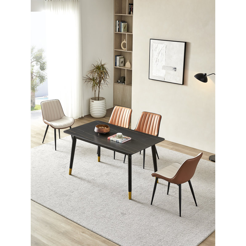 Chaise d'appoint en cuir à dossier très grand Louis, Similicuir beige