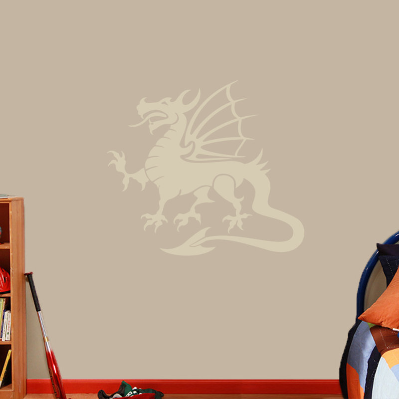 Décalcomanie murale dragon mascotte, Beige