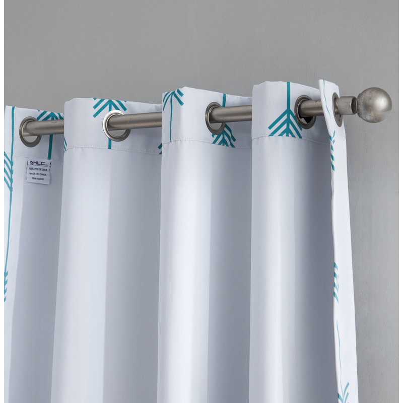 Clontarf Room Darkening Curtain Pair, Platinum White/Teal Blue, 52" W x 72" L