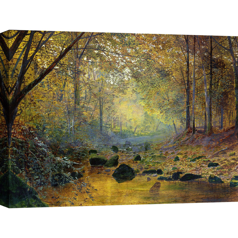 On The River Greta, England by Paul Ranson - Wrapped Canvas Painting, 60cm H x 80cm W x 4cm D