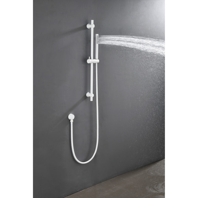 Barre d'appui de douche avec barre à main et tuyau de 69 po - Douche moderne pour salle de bain en acier inoxydable de 69 po et jet lisse