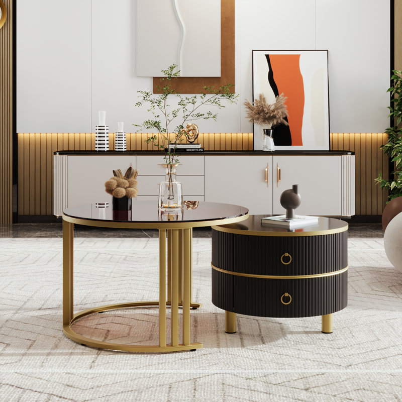 Coffee Table with Storage, Black
