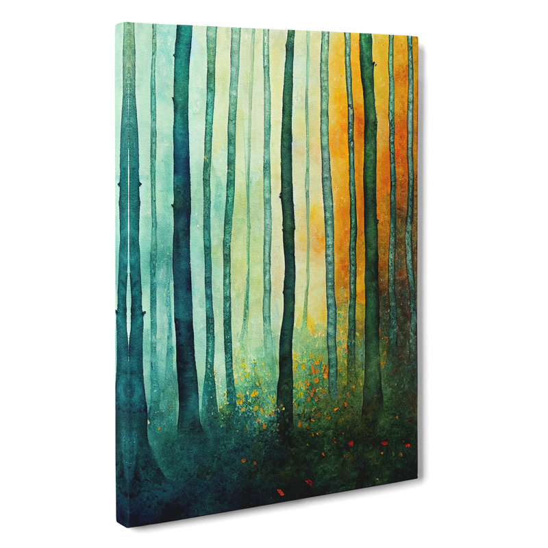 A Watercolour Forest No.1 - Wrapped Canvas Painting, 50cm H x 35cm W x 3cm D