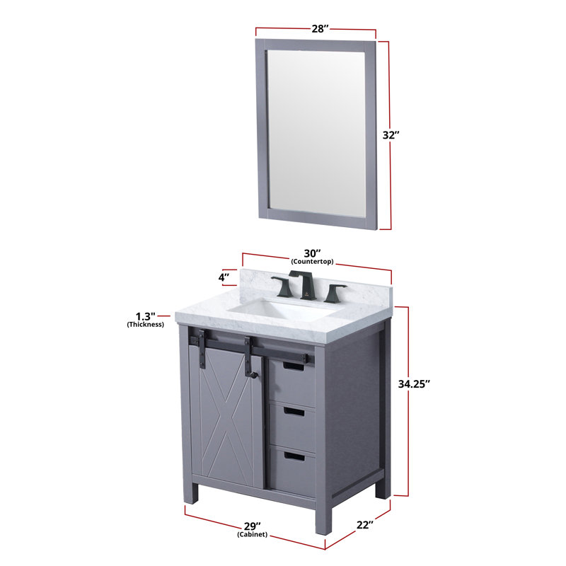 Marsyas 30 in W x 22 in D Single Bath Vanity, Dark Gray