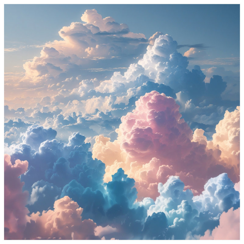 Toile tendue avec des nuages pastel, 24 po x 36 po