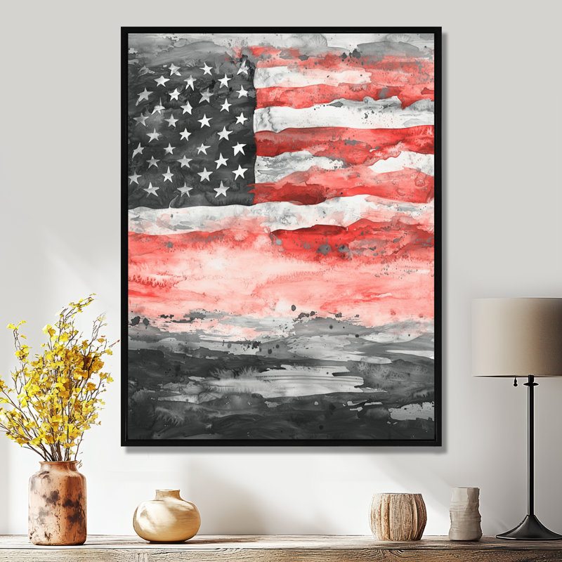Patriot Us Flag Memories I - Art mural américain pour le salon, Noir, Impression encadrée sans passe-partout