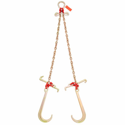 V-Chain Bridle, 9620 lbs Working Load Limit, 5/16'' x 3' G80 Tow Chain with RTJ Cluster Hooks, DOT Certified, Galvanized Coating Manganese Steel & D-Shackle, for Lifting & Moving Activities