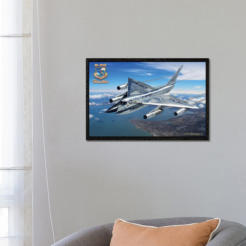 B-58 Hustler 1 Piece Wall Art on Canvas, 66.04 cm H x 45.72 cm W, Black Framed