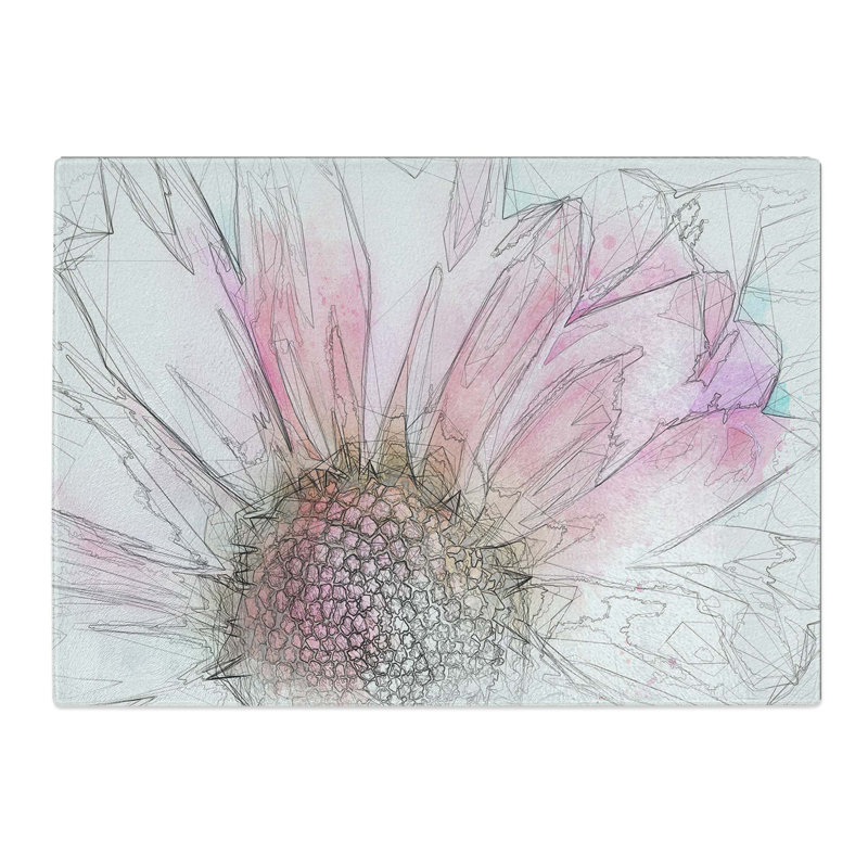 Tempered Glass Daisy Flower Chopping Board, 39 cm W x 28.5 cm L