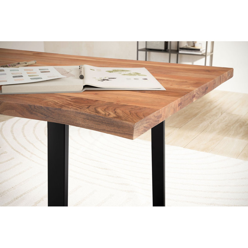 Lareina Metal Base Writing Desk, 76cm H x 160cm W x 80cm D, Black