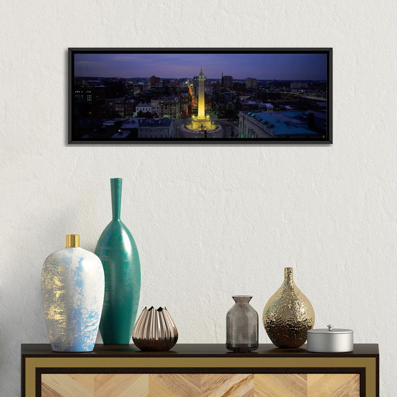«Panoramic Washington Monument and Mount Vernon Place, Baltimore, Maryland», reproduction de photo sur toile tendue