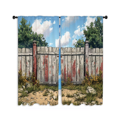 Wooden Fence Sheer Window Curtains - 2 Panels_Blackout filters out a lot of light_5/11935 -  VisionBedding, VB-WU9-118-94253-11935