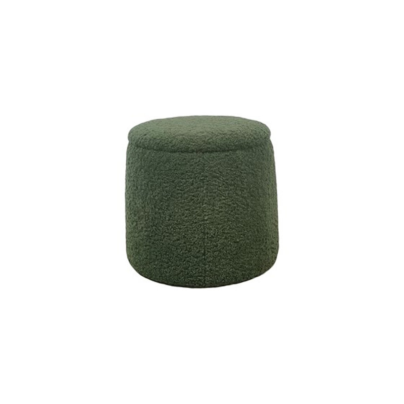 Round Storage Ottoman, Polyester - Green