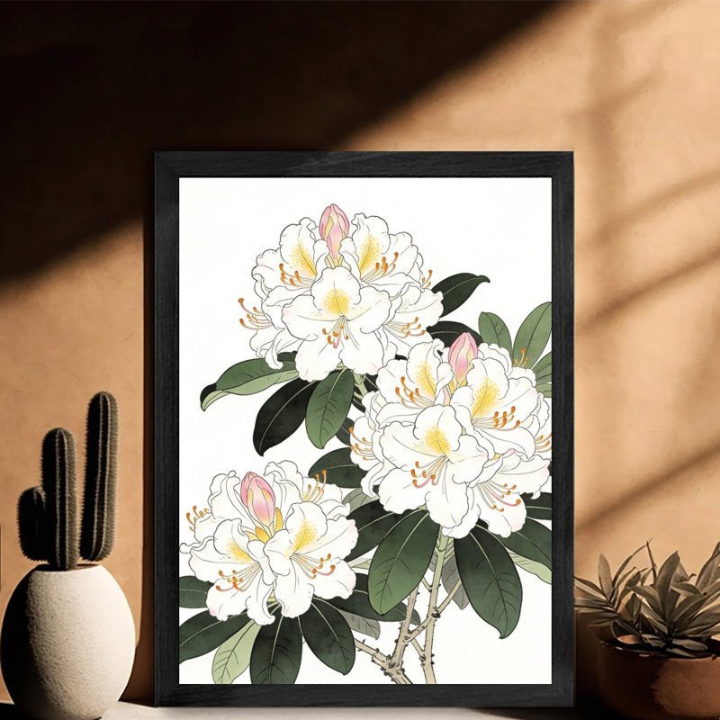 Reproduction d'art encadrée pour décoration intérieure moderne avec feuilles blanches et fleurs vertes et photo encadrée pour la décoration murale