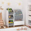 Organisateur de rangement pour enfants et bibliothèque de jouets pour enfants, étagère multifonctionnelle à 4 niveaux avec 3 tiroirs en tissu pliables pour chambre d'enfant