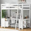 Lit mezzanine double avec bureau en U, tiroirs et tablettes de rangement, blanc-248326639-248326624