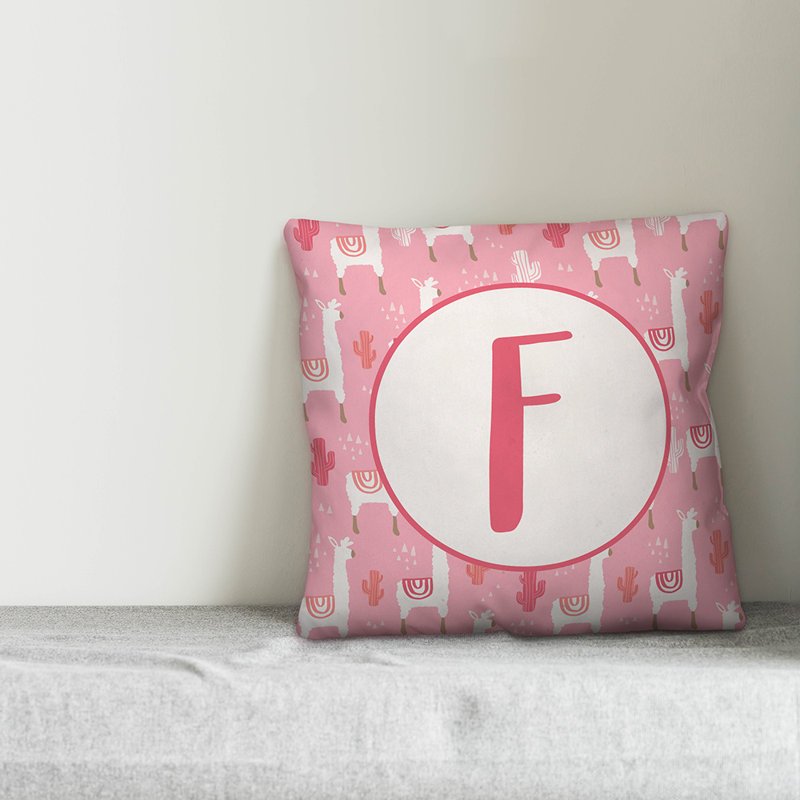 Monogram Lllama Pattern - V Throw Pillow, F