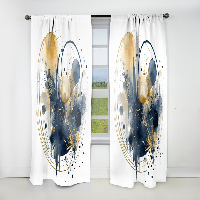 Marbury - Bleu jaune minimalisme fluidité I - Rideau minimalisme - Velours obscurcissant - 1 panneau, L 52 po x L 108 po