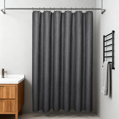 3-In-1  Waffle Weave Shower Curtain Set With Liner And 12 Double-Sided Hooks, Heavyweight Polyester Bath Curtain For  Waterproof Protection