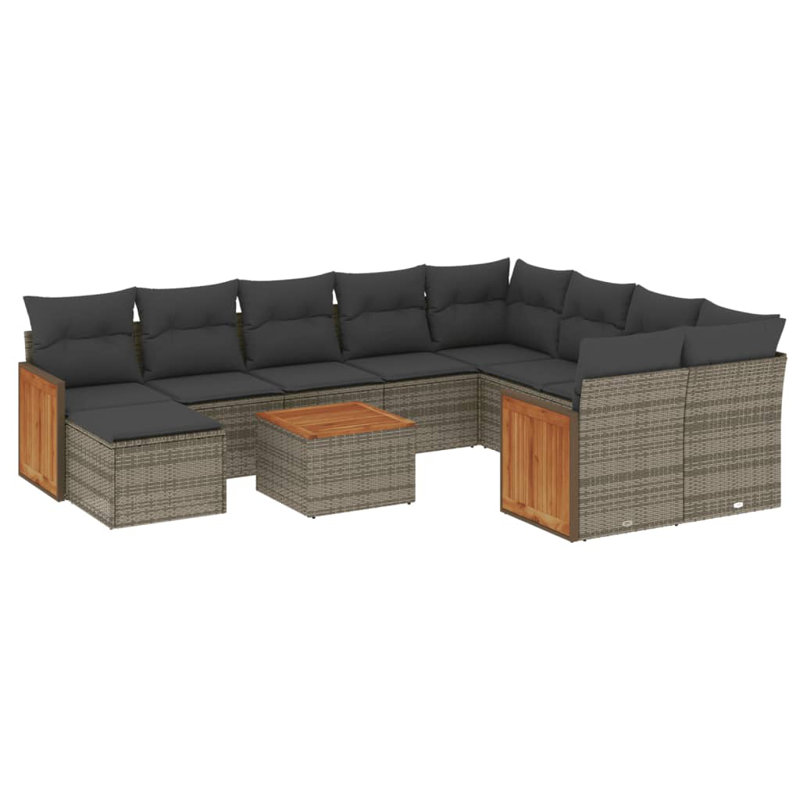 Ensemble de canapé de jardin Vidaxl, Coussin gris foncé / structure grise