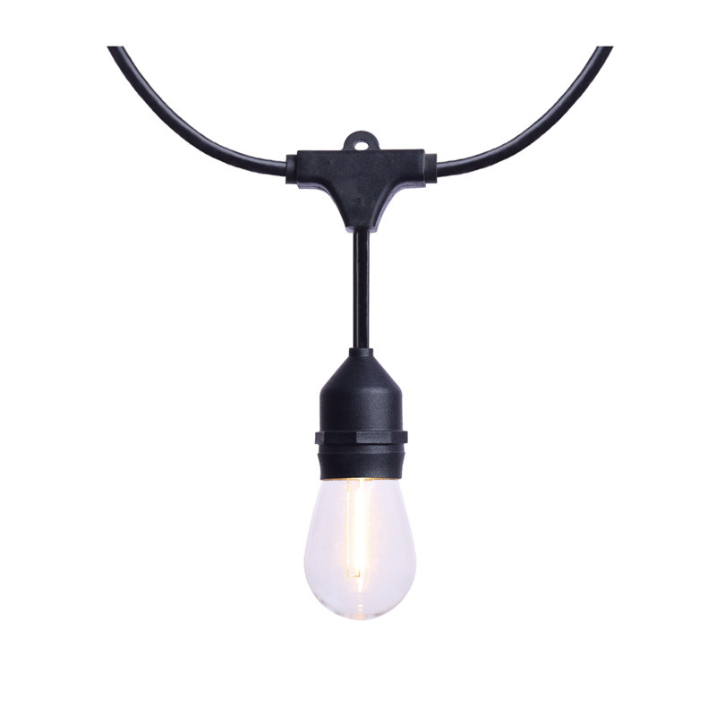 60 Foot LED String Light 24-S14 Lamps Medium Base 2200K CCT Black