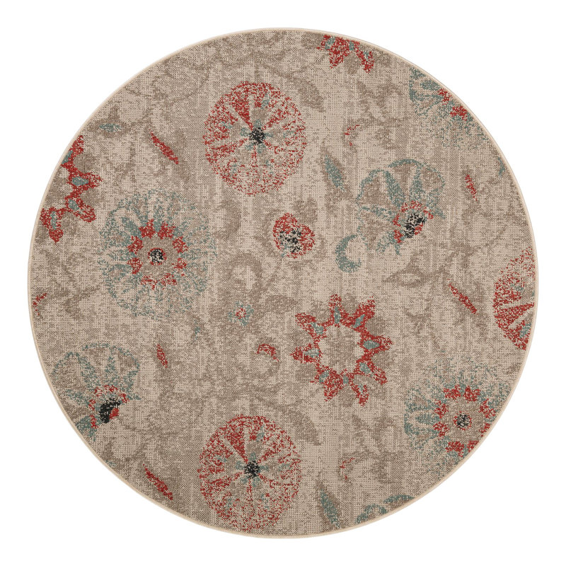 Indoor/Outdoor Botanical Area Rug, Round 6'1"