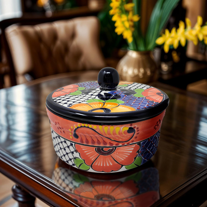 Round Lidded Tortilla Server - Orange