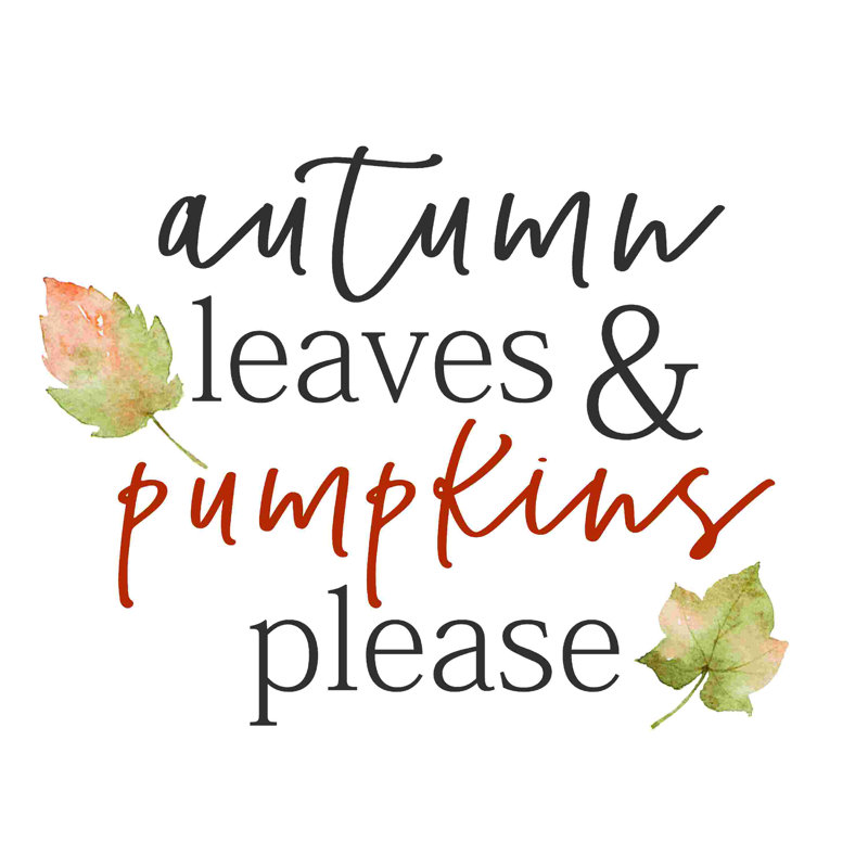 «Autum Leaves And Pumpkins», art textuel sur toile tendue, H 12 po x l 12 po x P 1,25 po