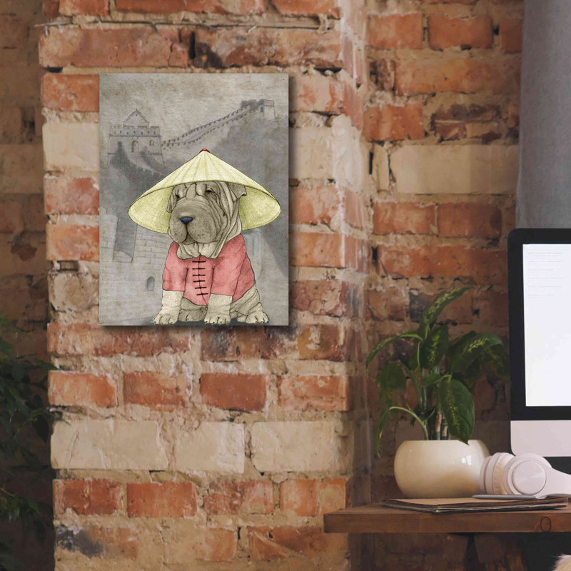 «Shar Pei with the Great Wall» par Barruf, estampe numérique sur toile