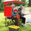 Chaise de plage double avec auvent réglable surdimensionné et pliable rouge-1988115665