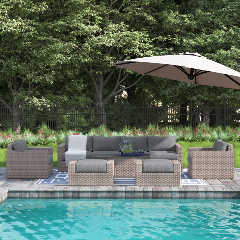 Avrahom 6 - Person Patio Conversation Sets with Cushions, Gray