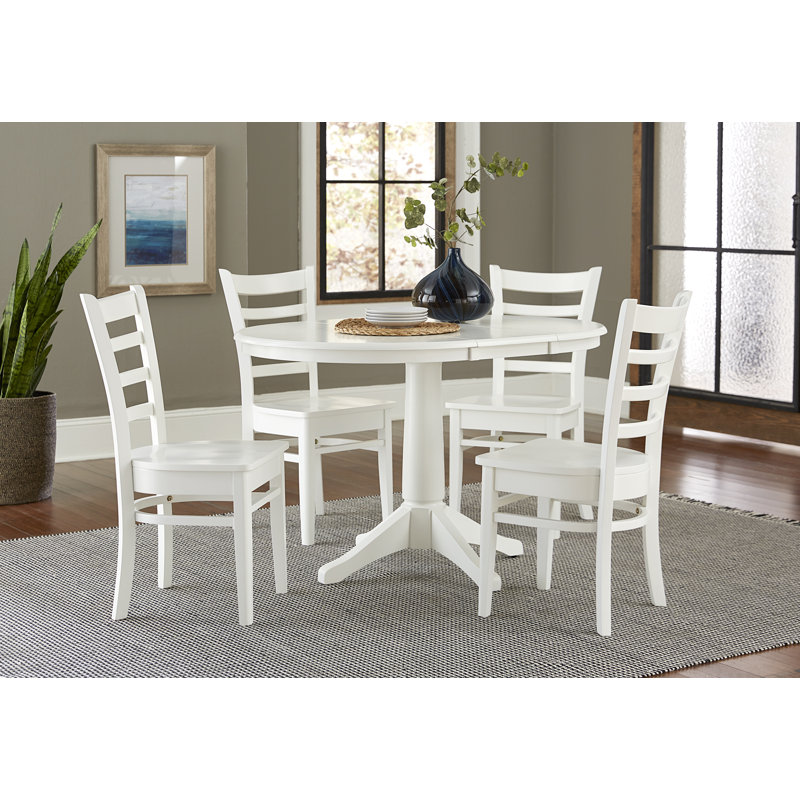 Ensemble de salle à manger extensible Deriya, 5 pièces : 1 table, 4 chaises, Blanc