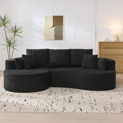 106 po Canapé modulaire courbé en tissu 2 pièces Cloud, CHAISE LUNGE, NOIR