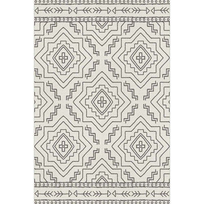 Indoor&Outdoor Washable White Abstract Pattern Area Rug Non-sliping Backing