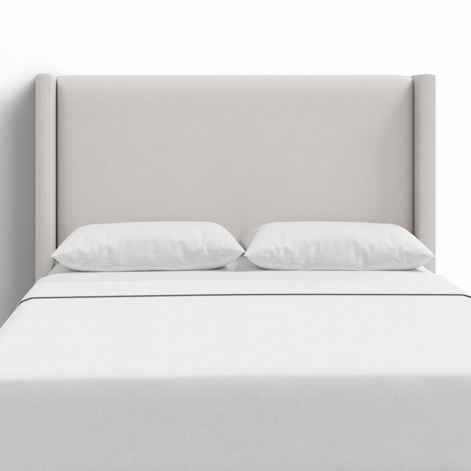 Hanson Pine Headboard, Twin, Bella Light Gray Performance Velvet