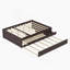 Lit plateforme double avec lit gigogne et 2 tiroirs, fabrication en bois massif, multiprise intégrée, finition espresso-21979696-21979697